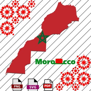 Morocco Map Flag - Digital File Download - svg, png,pdf