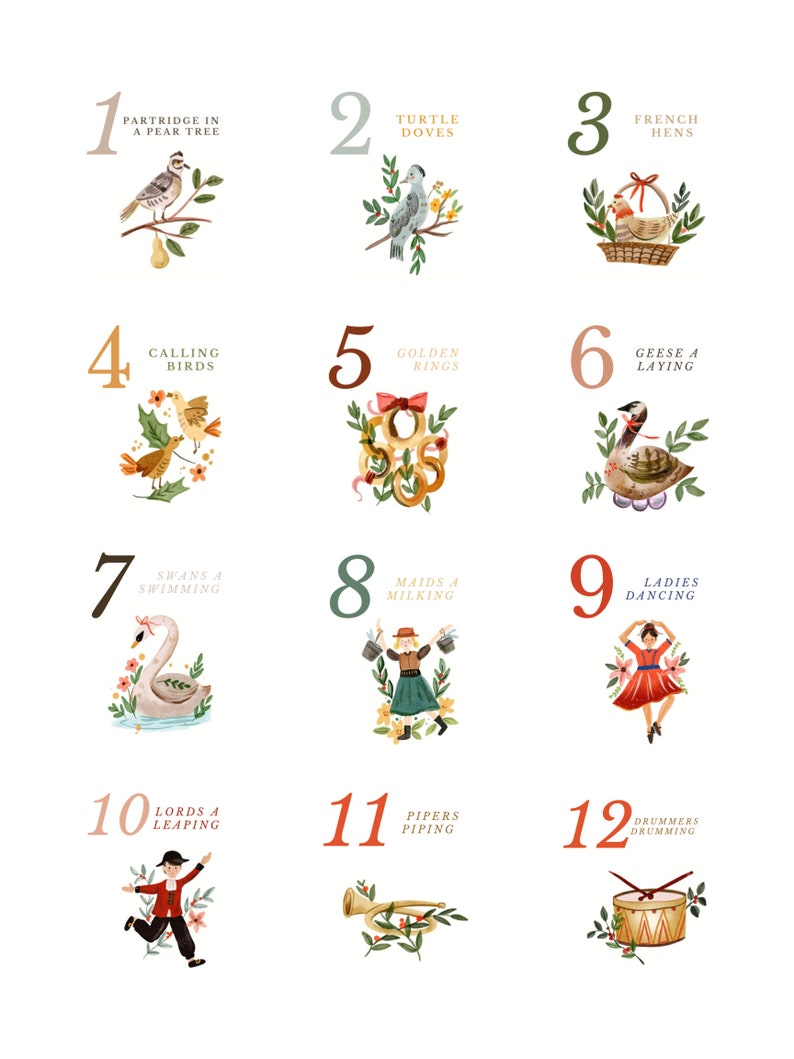 Full 12 Days of Christmas Digital Poster Etsy