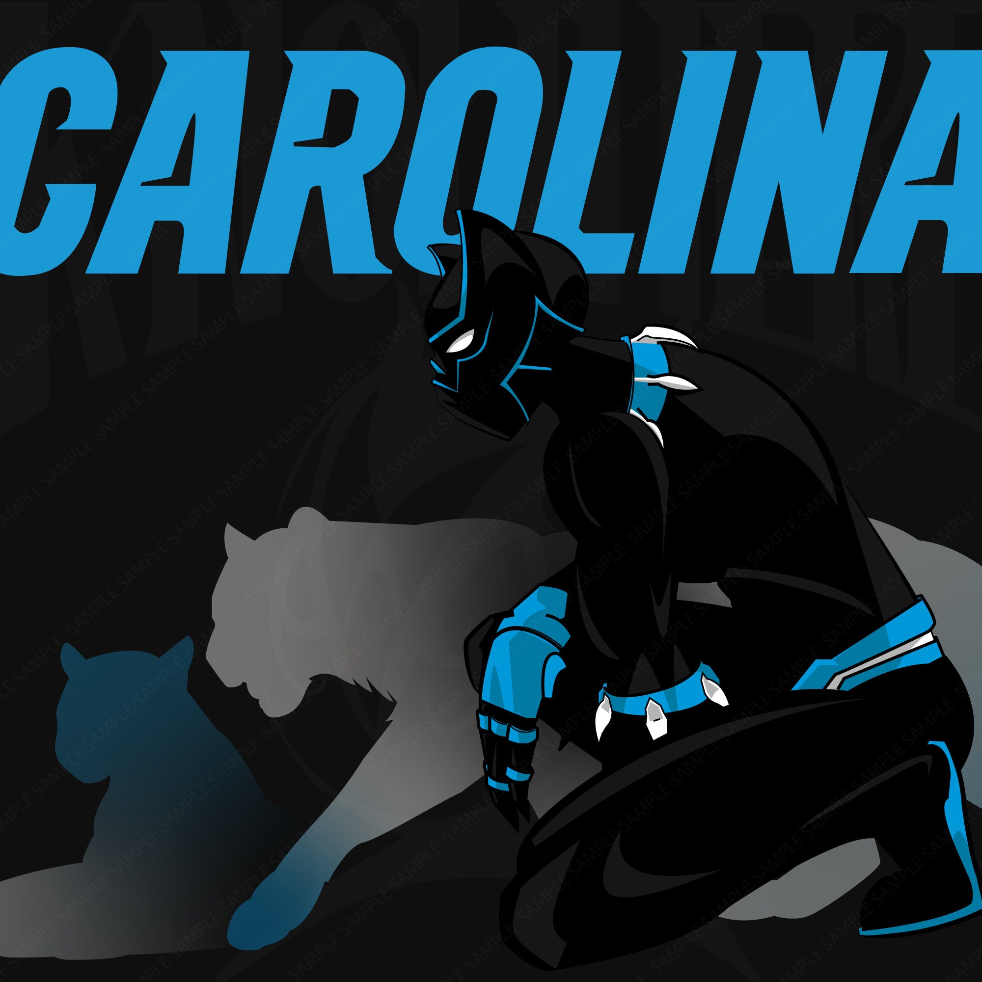 Carolina Panthers Car NFL Black Panther Fan Art DIGITAL 