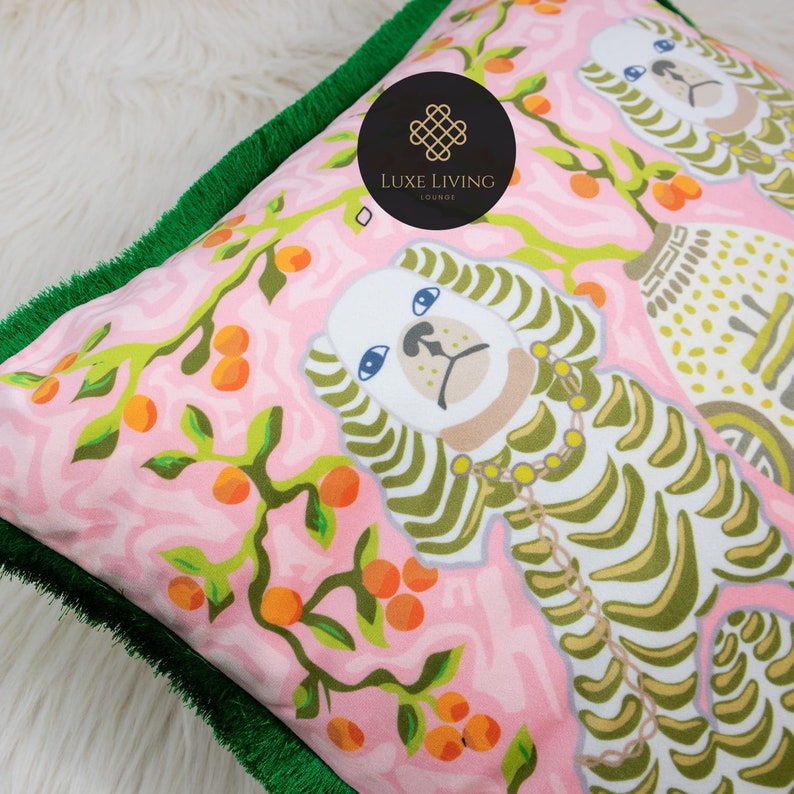 Luxe Dog & Vase Velvet Pillow Cover With Fringe no Filling - Etsy