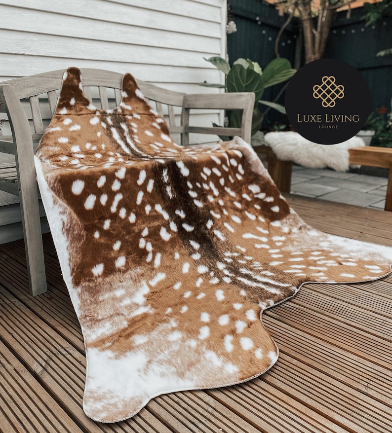 Faux Axis Deer Hide Rug | Rustic Luxe Throw, 5x6 Ft - Etsy