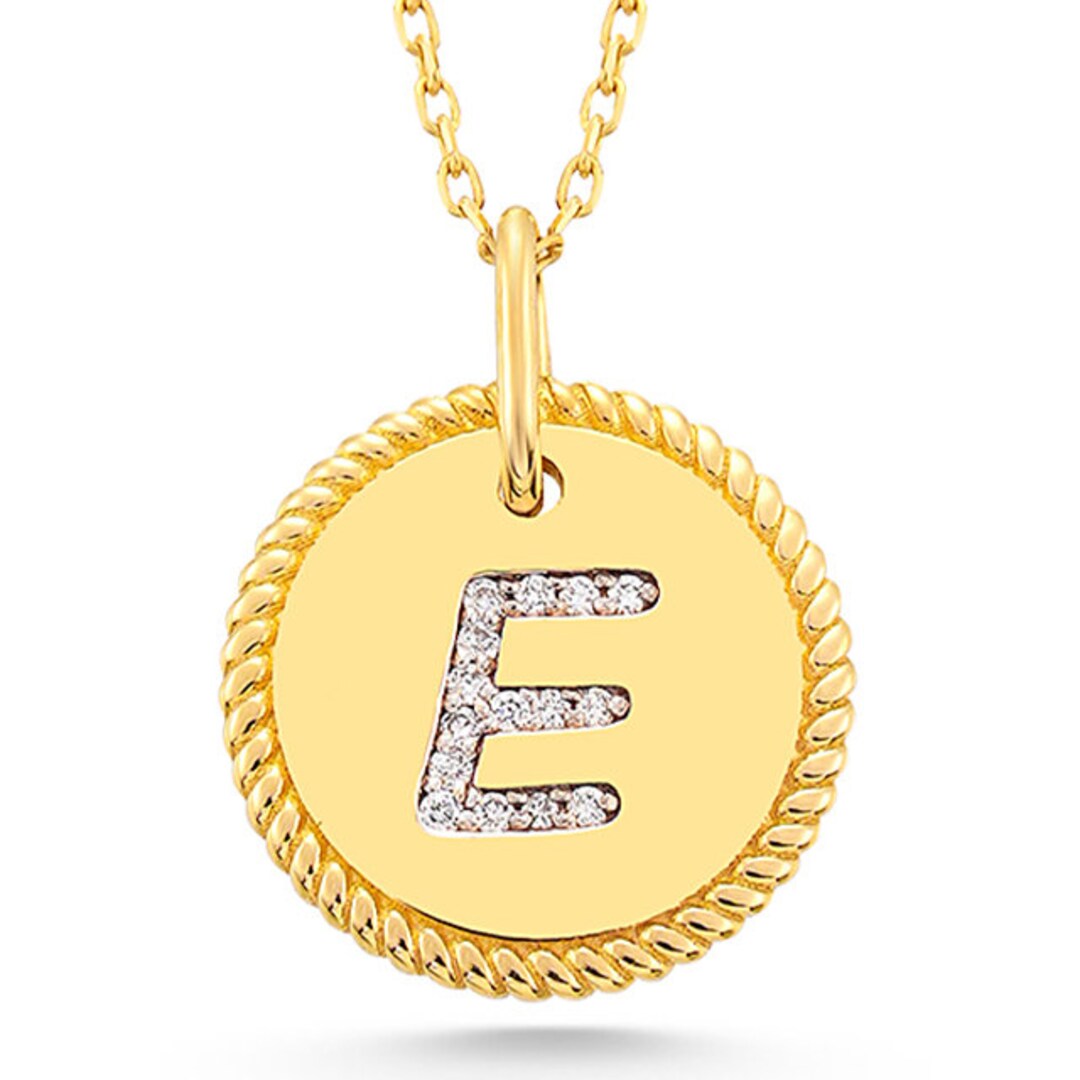 14K Gold Alphabet Diamond Locket Necklace • 14K Alphabet Pendant ...