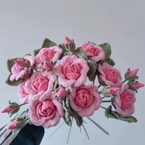 Crochet Rose Pattern - Crochet Flower Pattern for Bouquets and Flower Arrangements - Crochet Rosebush Pattern