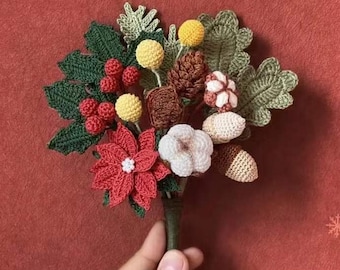 7 patterns-Crochet Poinsettia Pattern - Crochet Flower Pattern - Christmas Crochet Pattern - Christmas Gift Pattern - Christmas bouquet