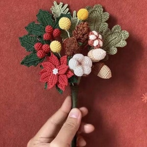 7 patterns-Crochet Poinsettia Pattern - Crochet Flower Pattern - Christmas Crochet Pattern - Christmas Gift Pattern - Christmas bouquet