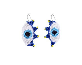 Handcrafted Blue Eye Earrings for Women: Unique and Fashionable Summer Ear Clips with a Niche Appeal