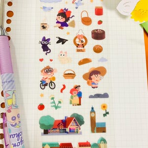Kiki klistermärkesark | Genomskinliga vattentäta glansiga klistermärken, Bujo Kawaii Stationery bild 2
