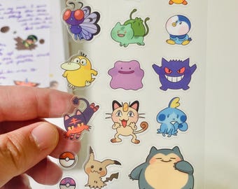 Poke mon ster Sticker Sheets | Adventure Anime  | Matte bullet journaling | Kawaii stationary | Monster creatures