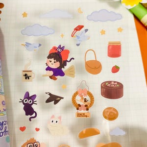 Kiki klistermärkesark | Genomskinliga vattentäta glansiga klistermärken, Bujo Kawaii Stationery bild 3
