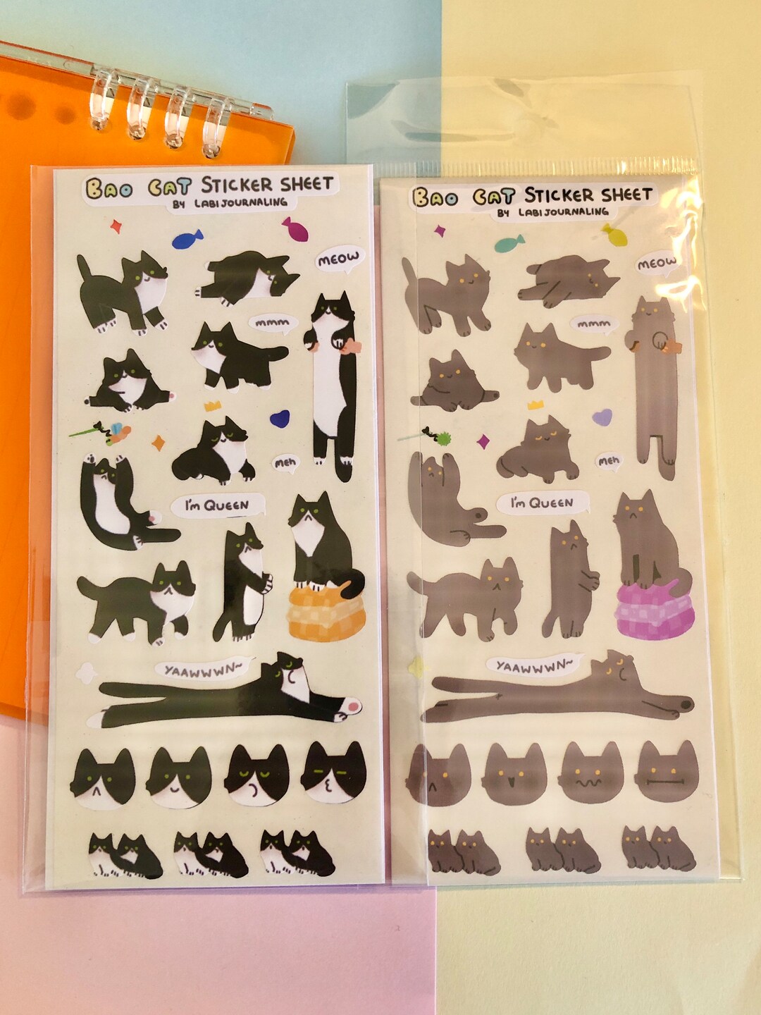 Cat Stickers Kitty Sticker Sheets Matte Stickers for Bullet Journaling ...