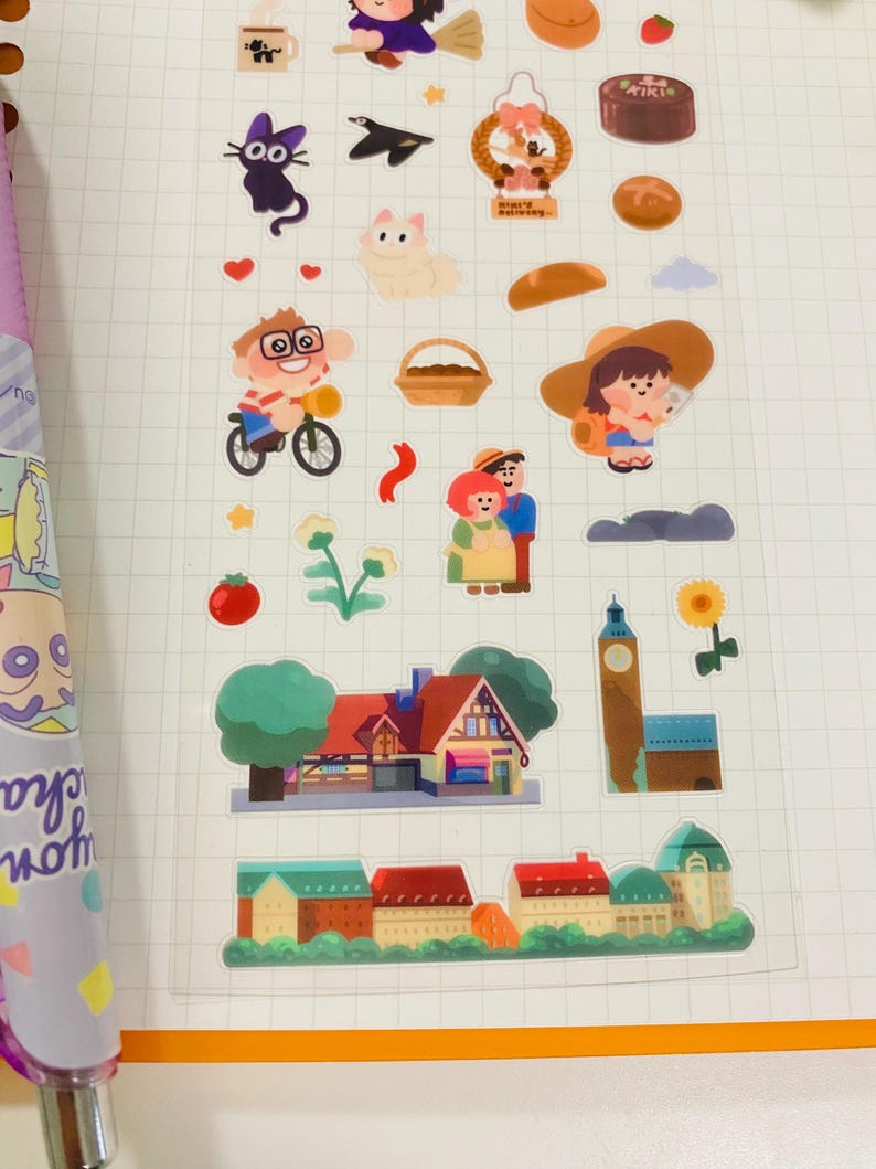 Kiki klistermärkesark | Genomskinliga vattentäta glansiga klistermärken, Bujo Kawaii Stationery bild 4