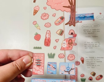 Sakura blossom Sticker Sheets | Clear bullet journaling | Kawaii stationary | cherry blossoms | Japanese inspired