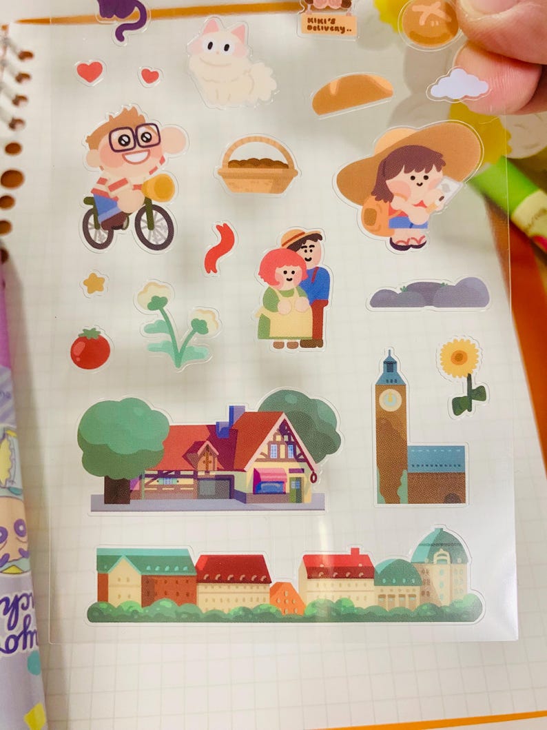 Kiki klistermärkesark | Genomskinliga vattentäta glansiga klistermärken, Bujo Kawaii Stationery bild 5
