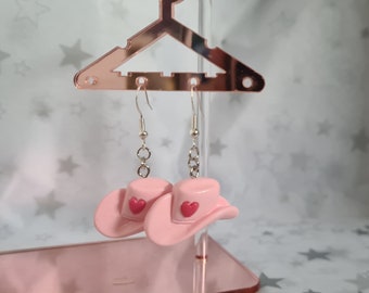 Pinke Cowgirl-Hut-Ohrringe