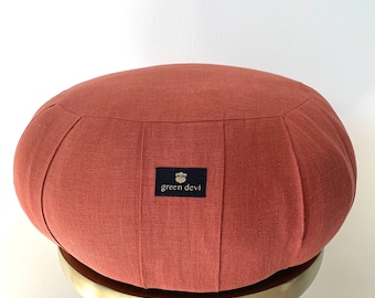 Handmade Yam Linen Zafu Meditation Cushion: Kapok Filled Floor Pillow