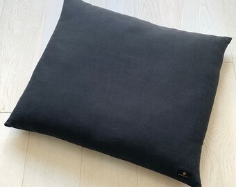 Handmade Lava Linen Zabuton Meditation Cushion: Kapok Filled Floor Pillow