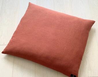 Handmade Yam Linen Zabuton Meditation Cushion: Kapok Filled Floor Pillow