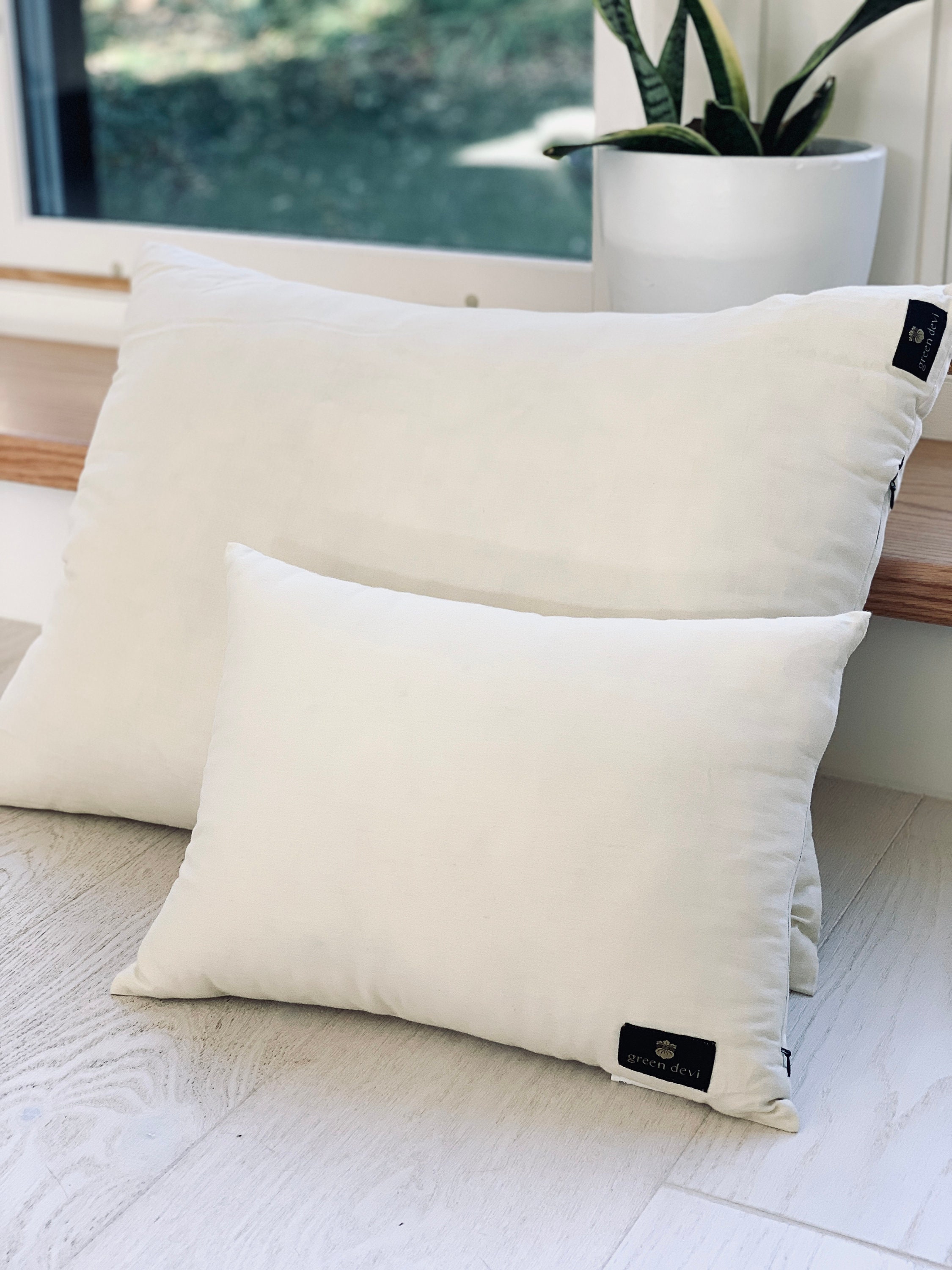 KAPOK Bed Pillow or Travel Pillow Handmade Organic Cotton Sateen Down