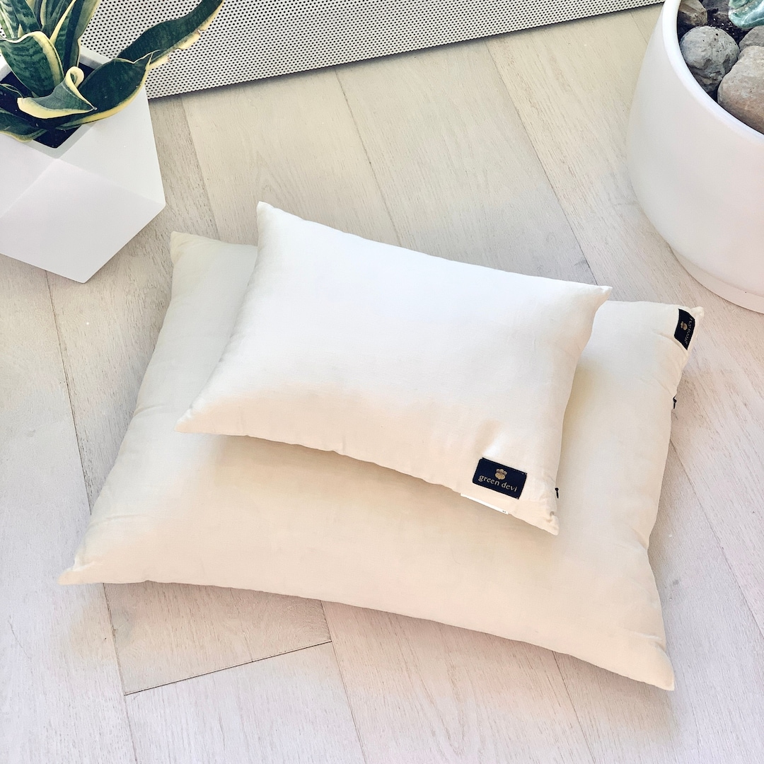 KAPOK Bed Pillow or Travel Pillow Handmade Organic Cotton Sateen Down