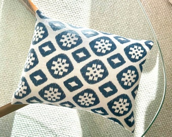 Handmade Linen Indigo Print Buckwheat Pillow: Sustainable Supportive Comfort