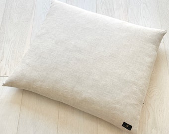 Handmade Birch Linen Zabuton Meditation Cushion: Kapok Filled Floor Pillow
