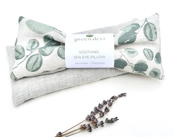 Eucalyptus Print Linen Eye Pillow: Lavender & Flaxseed