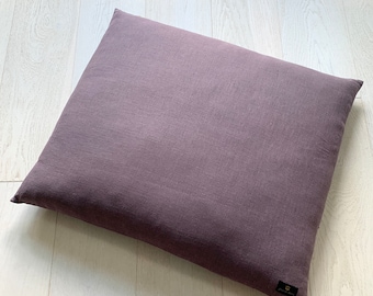 Handmade Wisteria Linen Zabuton Meditation Cushion, Kapok Filled