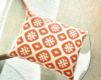 Linen Buckwheat Hull Pillow: Yam Print Cover, Handmade