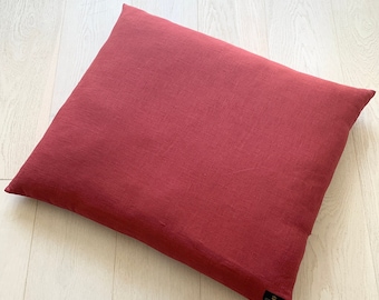 Handmade Goji Linen Zabuton Meditation Cushion: Kapok Filled Floor Pillow