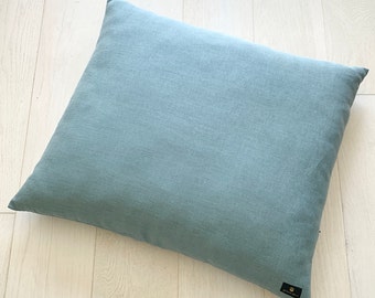 Handmade Linen Zabuton Lagoon Meditation Cushion: Kapok Floor Pillow, Eco Friendly