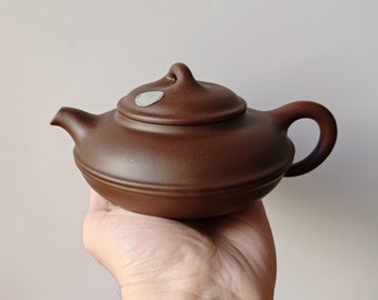 Yixing Teapot Round String 300ml Chinese Zini Zisha Clay - 一廠大末 Factory One Laser Label - 李志英 [Li Zi-Ying] - Vintage