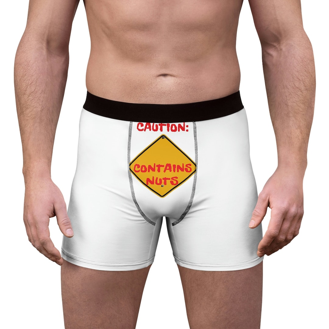 Men's Boxer Briefs, Gag Undies, Caution Contains Nuts, Fundies