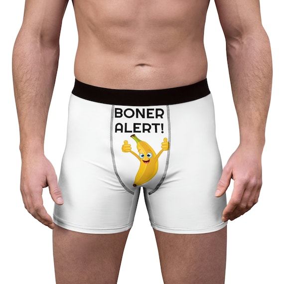 Boner Alert, Men's Boxer Briefs, Funny Undies, Gag Gift, Banana, Adult,  Fundies, Underwear 