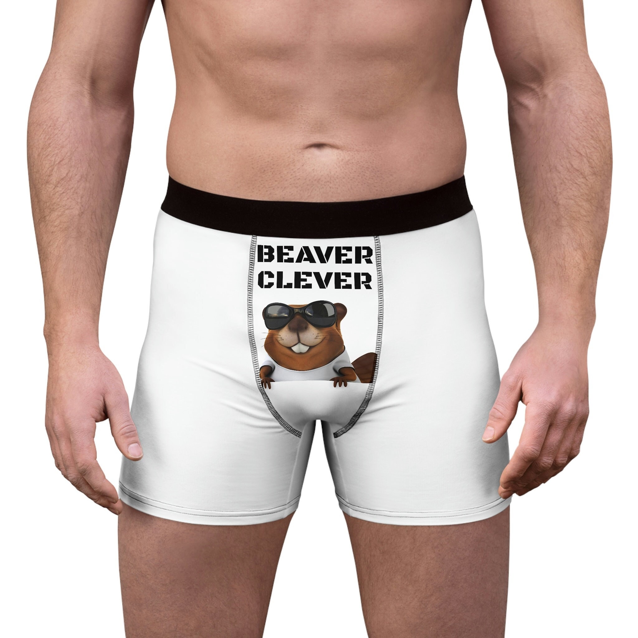 Beaver Clever, Men's Boxer Briefs, Gag Gift, Novelty, Underwear