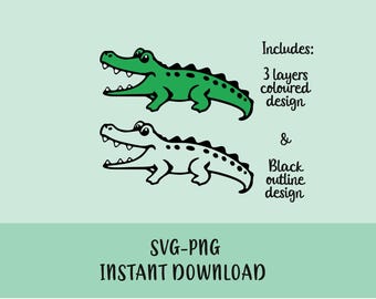 Süße Alligator, Krokodil SVG PNG Datei - Instant Download
