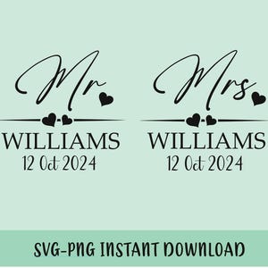Mariage de M. et Mme SVG - à utiliser pour faire des tasses, des t-shirts, des lunettes de mariage - Design moderne - téléchargement immédiat
