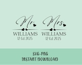 Mr and Mrs Wedding SVG - Design for Mugs, T-shirts, Wedding Glasses (Instant Download)
