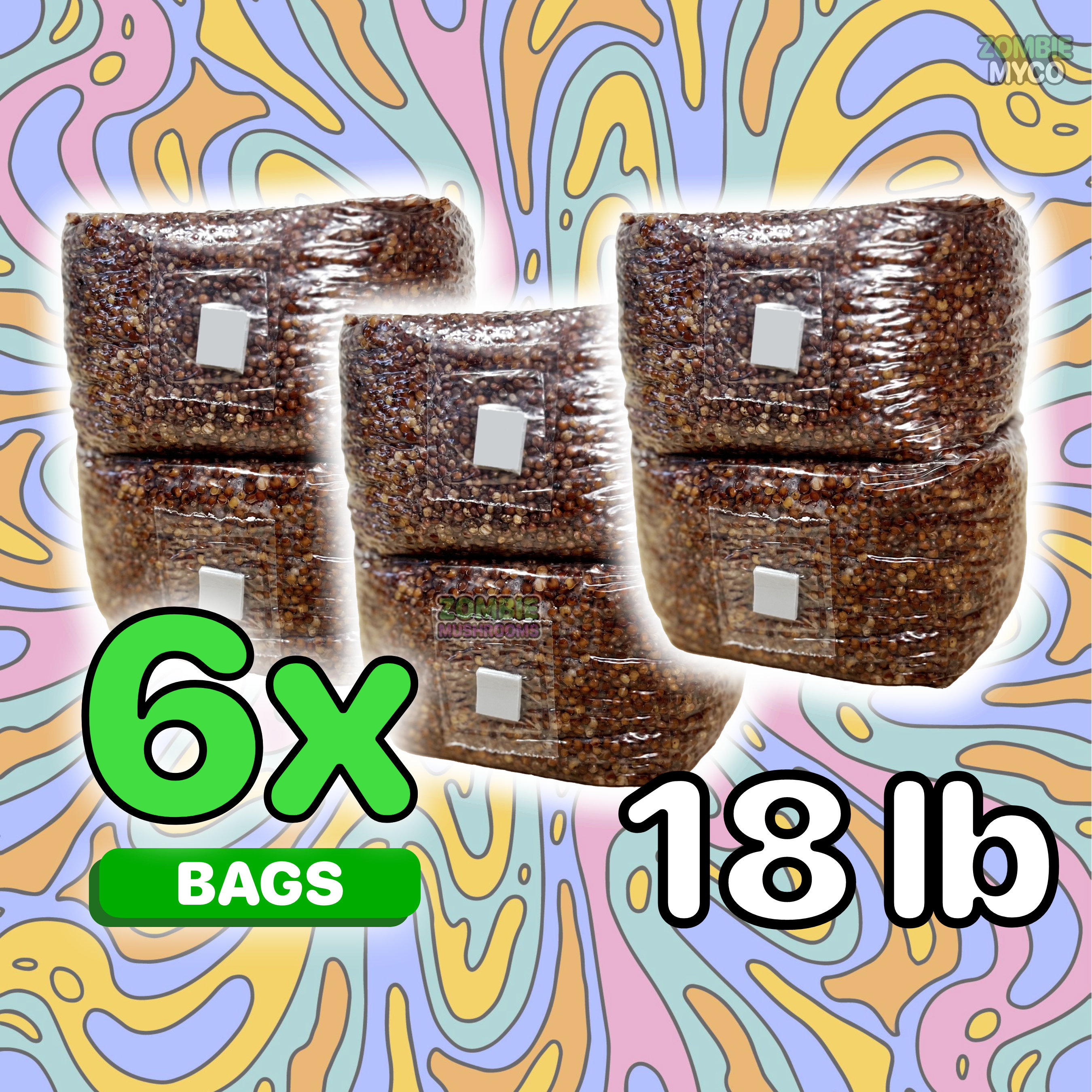 6x (18lbs) Grain Spawn Bags - Milo Sorghum Millet Grain Bags