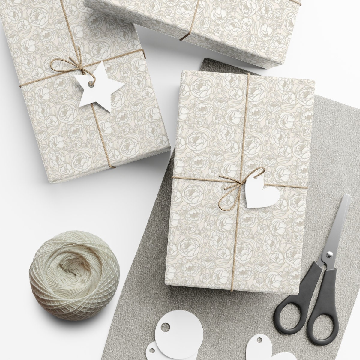 Neutral Greenery Stone Wrapping Paper