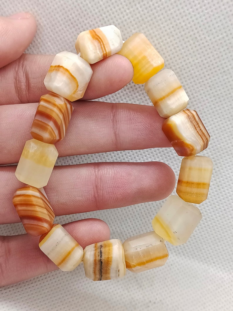 Bracciale pezzo di aragonite marrone grezzo in pietra naturale con pietra preziosa di cristallo estensibile fatto a mano immagine 5