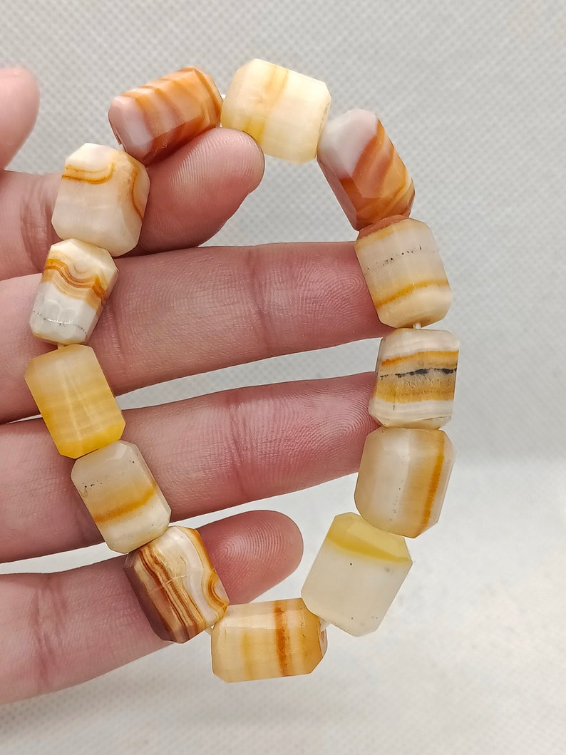 Bracciale pezzo di aragonite marrone grezzo in pietra naturale con pietra preziosa di cristallo estensibile fatto a mano immagine 6