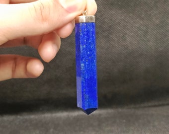 Natürlicher Edelstein Madani Lapis Lazuli Anhänger 925 Sterling Silber Großer Anhänger Handgemacht