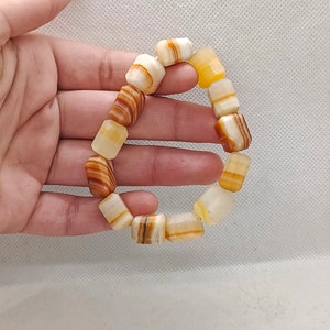 Bracciale pezzo di aragonite marrone grezzo in pietra naturale con pietra preziosa di cristallo estensibile fatto a mano immagine 1