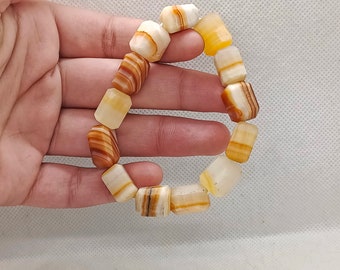 Natural Stone Raw Brown Aragonite Chunk Bracelet Crystal Gemstone Stretchable Handmade