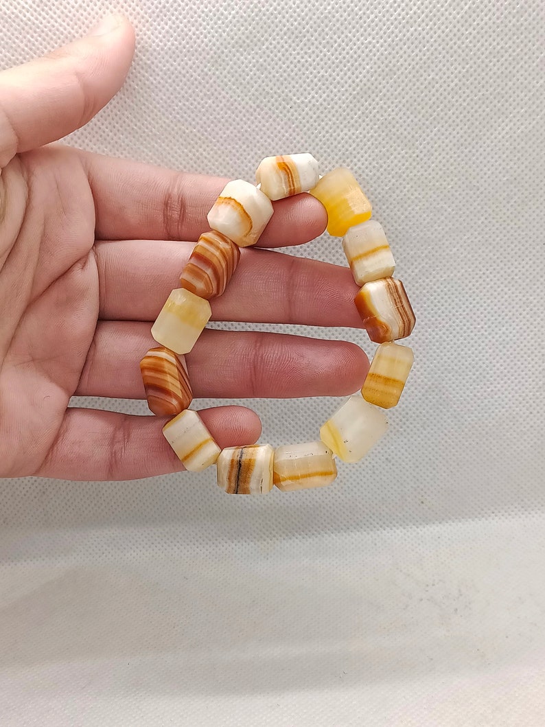 Bracciale pezzo di aragonite marrone grezzo in pietra naturale con pietra preziosa di cristallo estensibile fatto a mano immagine 1