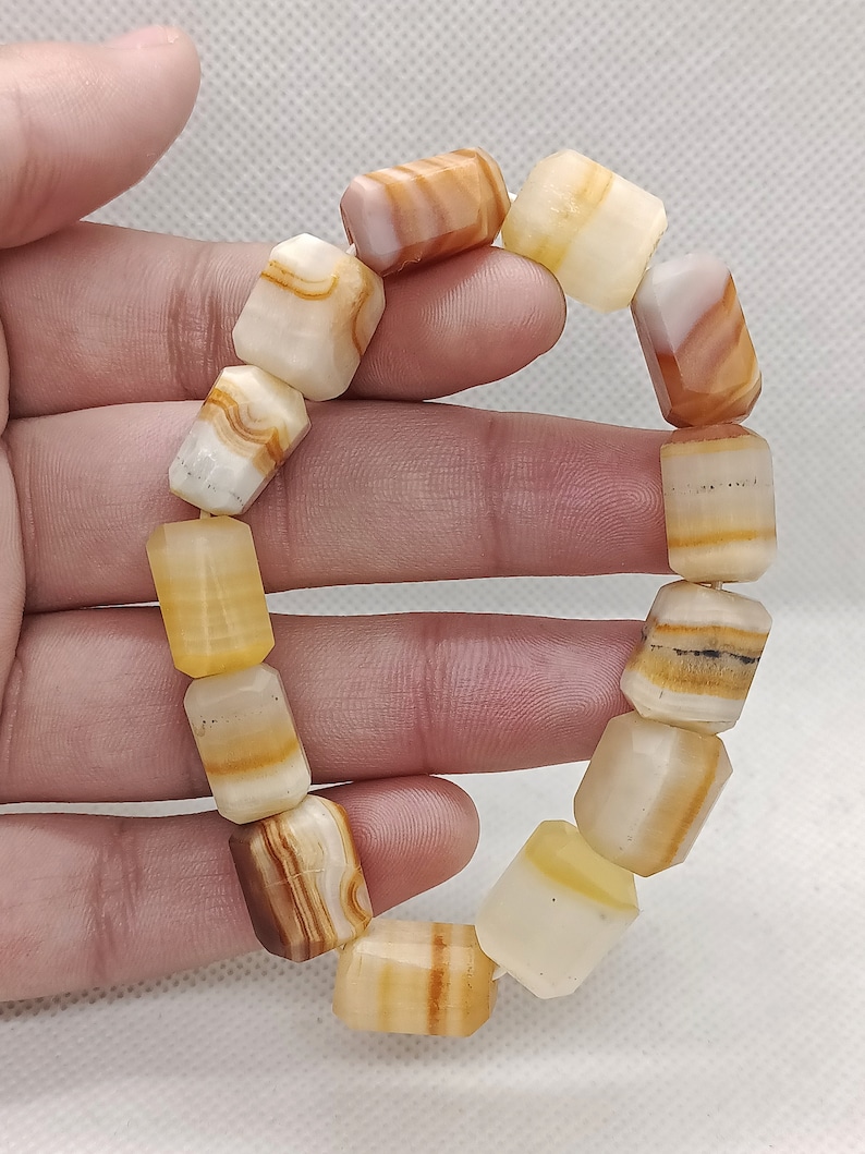 Bracciale pezzo di aragonite marrone grezzo in pietra naturale con pietra preziosa di cristallo estensibile fatto a mano immagine 2