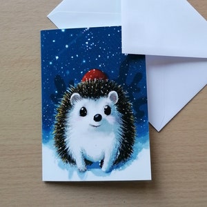 A Hedgehog's Winter Wonderland - Grußkarte, Afrikanischer Zwergigel, Natur, Tier, British Wildlife, niedlich, Weihnachten, Geburtstagskarte