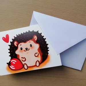 Strawberry Hedgehog - Carte de vœux, Hérisson pygmée africain, Nature, Animal, Faune britannique, Amour, Saint-Valentin, Mignon, Drôle, Carte d’anniversaire