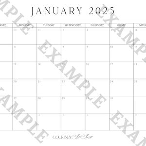 Calendários em branco 2025 para download