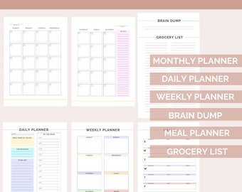 Planificador de vida cristiana / mensual, semanal, diario, plan de comidas, lista de compras, volcado de cerebros
